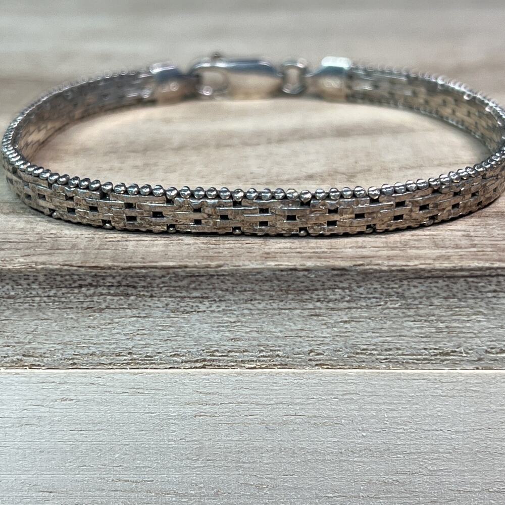 Vintage Italy Sterling Silver 925 Weave Link Chain Tennis Bracelet designer DNT